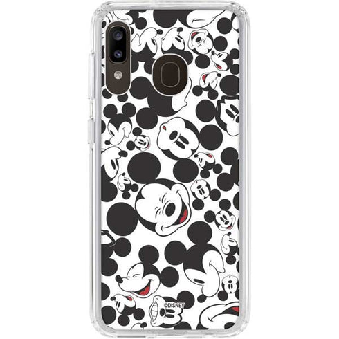 Disney Mickey Mouse Face Pattern Galaxy A20 Clear Case